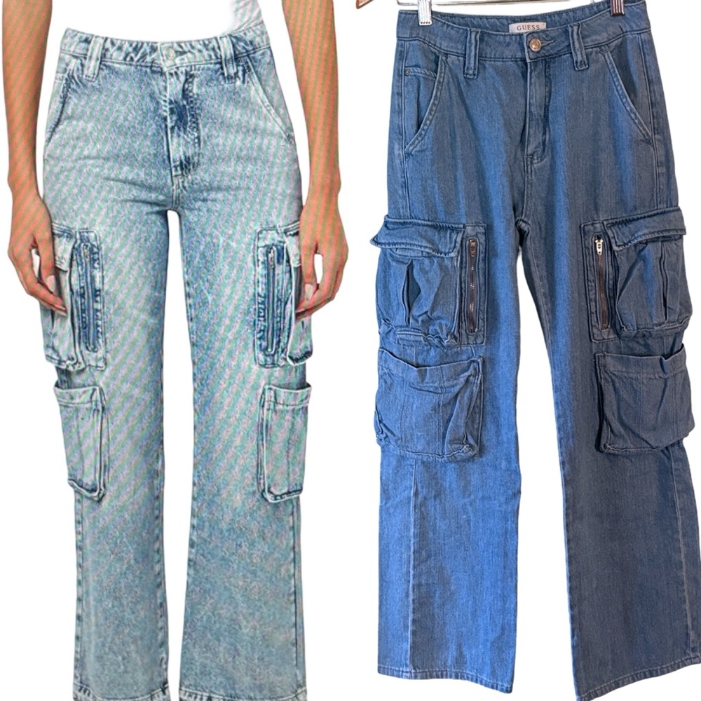 Guess Cargo Kori Mid Rise Straight Leg Jeans Size 25